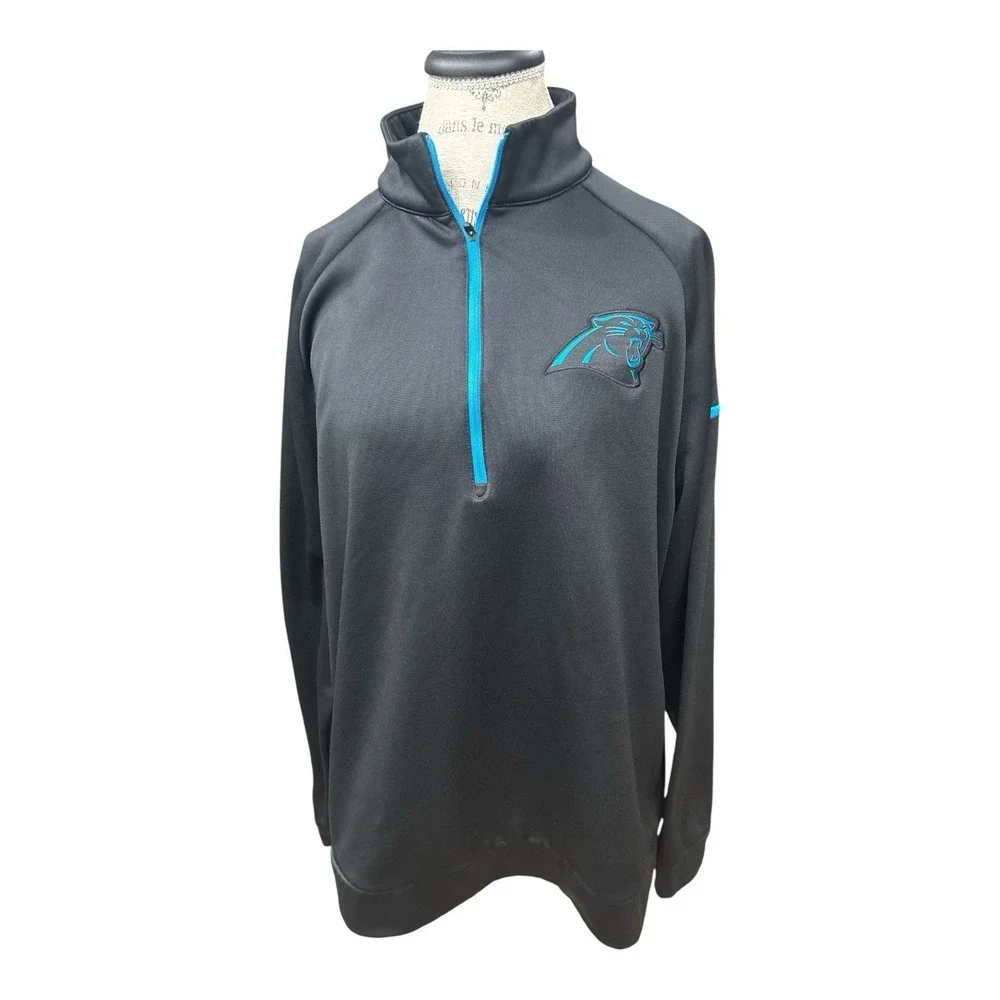 Nike Dri Fit NFL On‎ Field Carolina Panthers 1/4 Zip Pullover Jacket Men's Sz XL